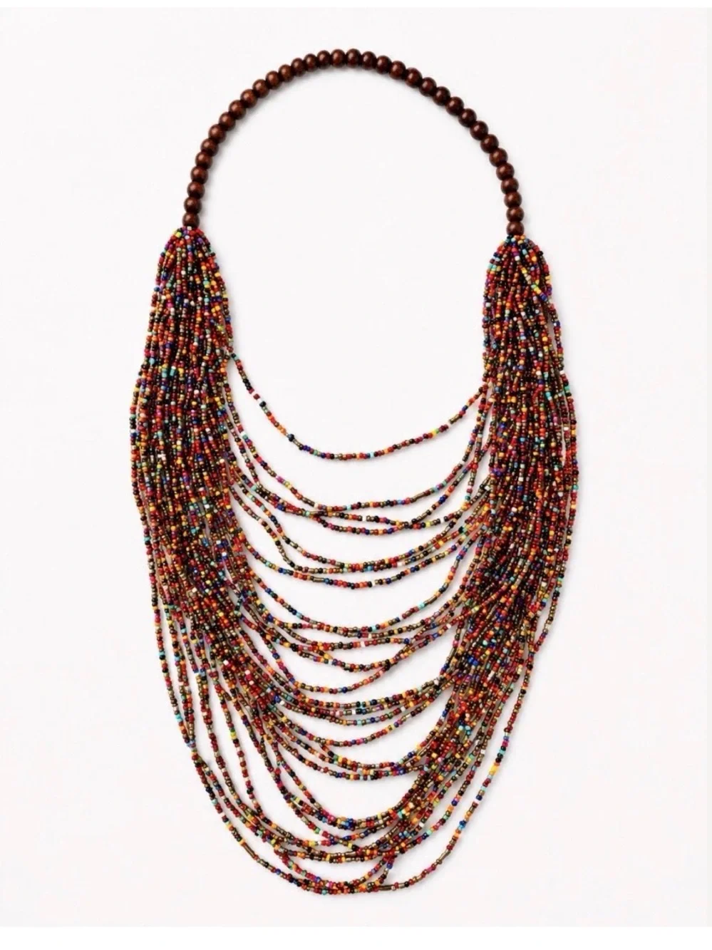 Multi-Row Seed Bead Statement Necklace in Multicolor